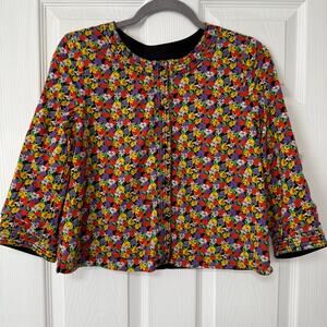 See by Chloe Women's Black Floral Reversible Jacket Size 4